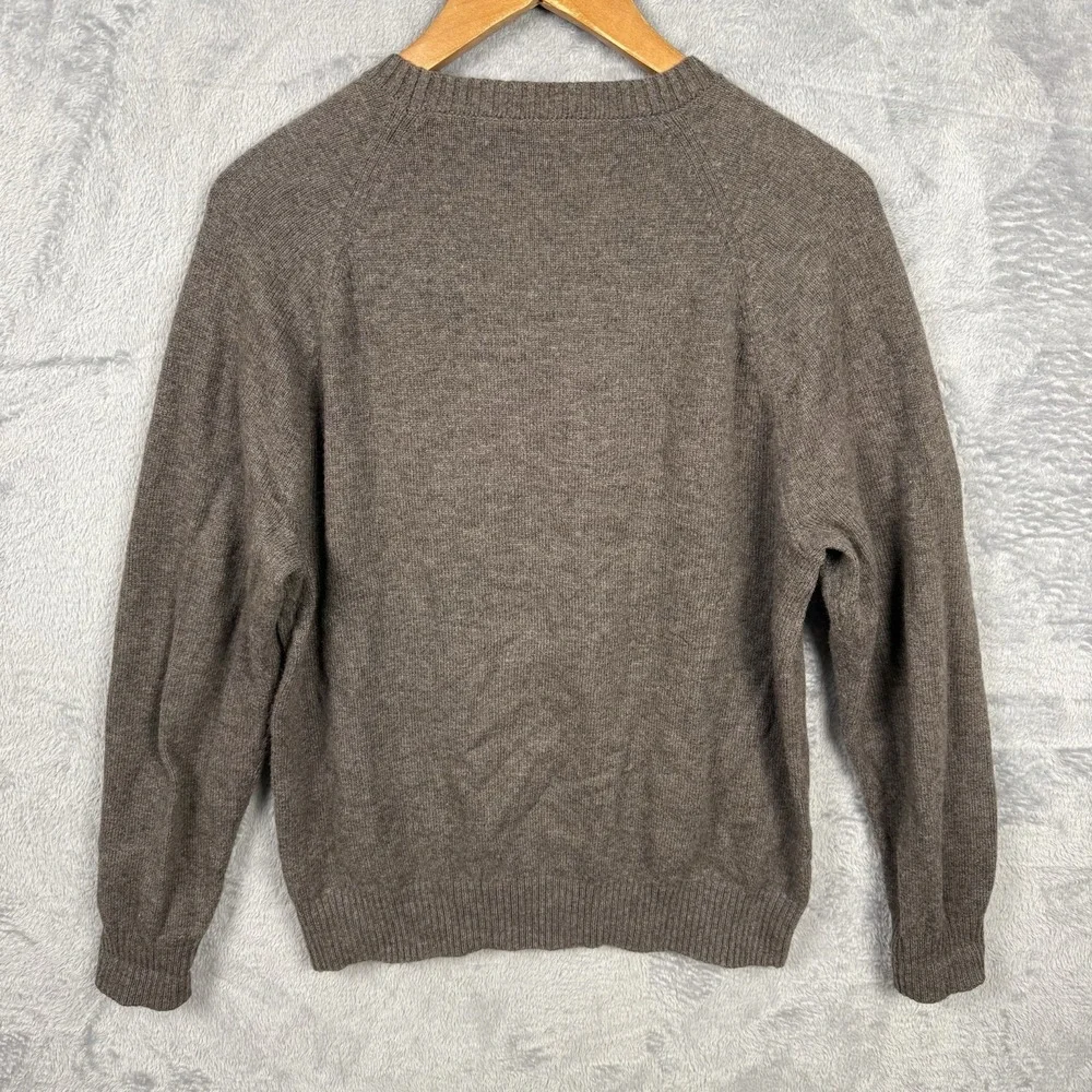 J Crew Men's Size Medium Brown Wool Blend Knit Crew Neck Sweater Preppy Academia